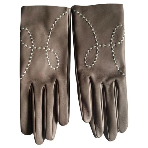 hermes taupe leather gloves|genuine hermes mittens.